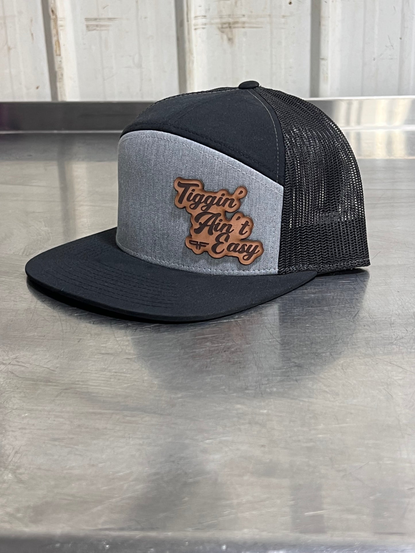 Tiggin Ain't Easy Grey/Black 7 Panel Hat