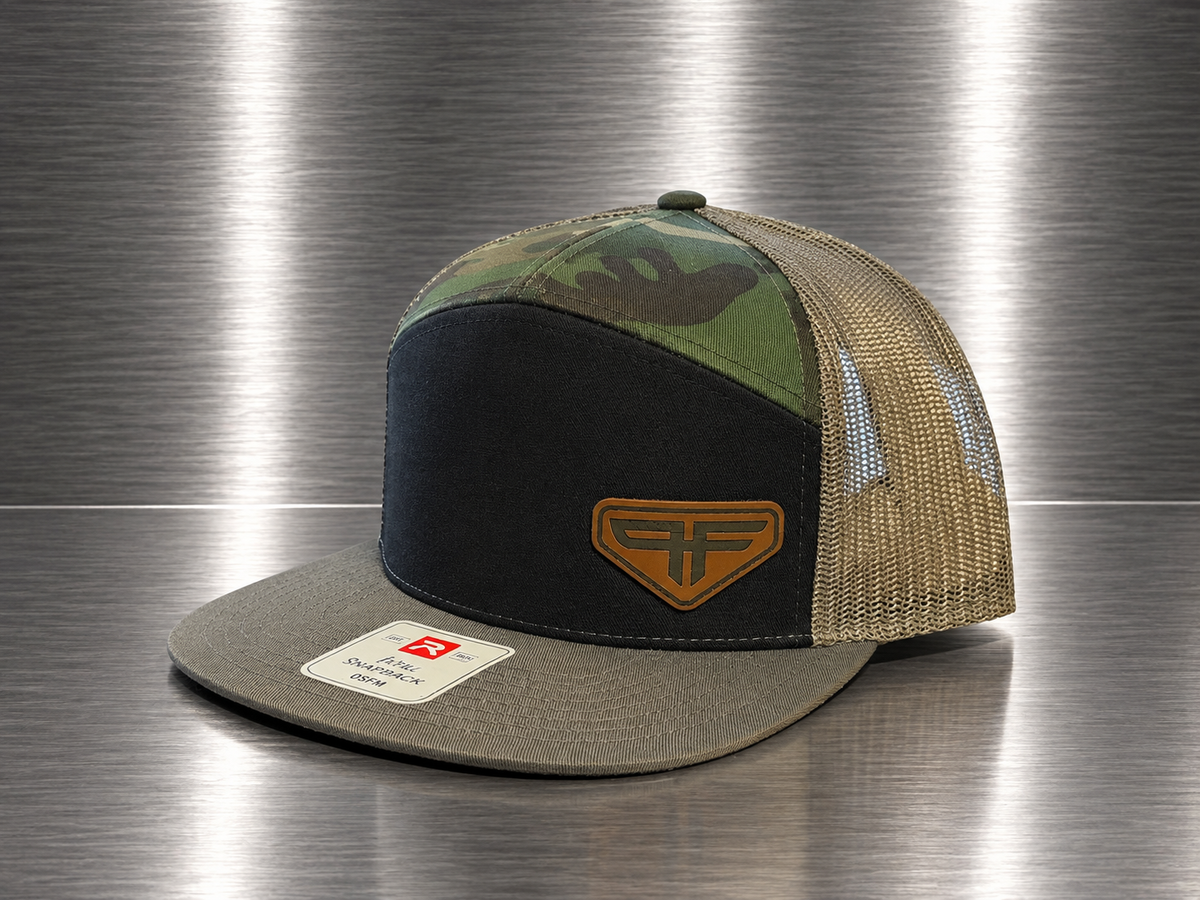 Camo/Black 7 Panel Hat